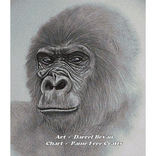 Gorilla by Paine Free Crafts printed cross stitch chart